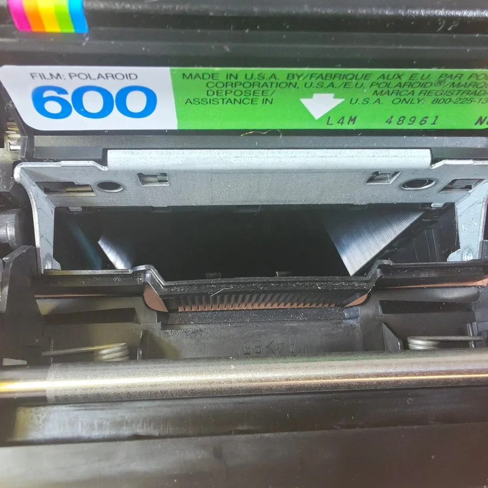 Polaroid OneStep 600 Instant Camera Black Good Vintage Rainbow Stripe with Box